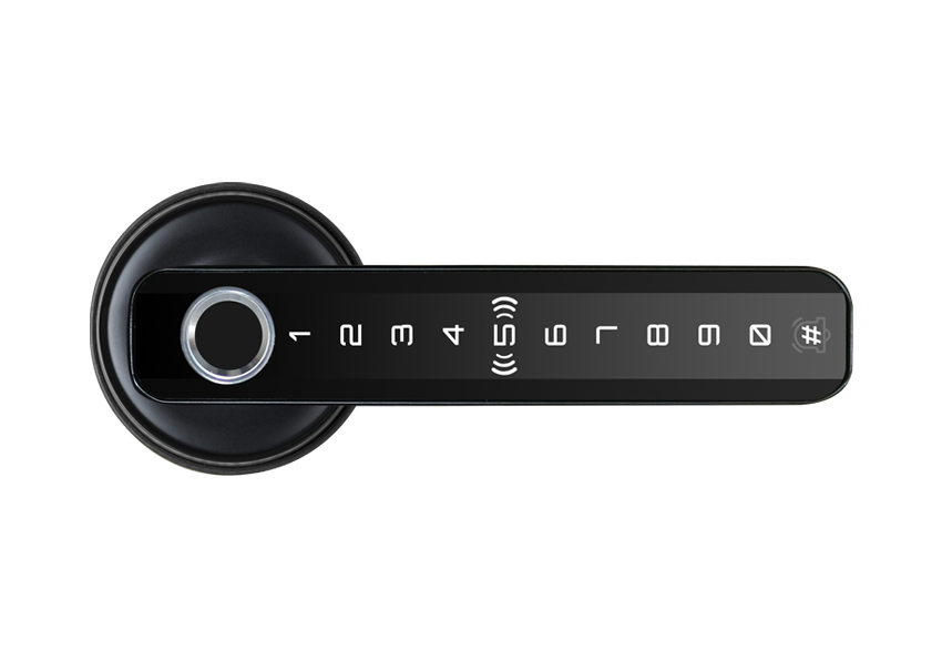 "Smart Bluetooth Lever Lock, Work with bluetooth Zinc alloy panel Black nickel treatment Work with 60 single latch 5050 mortise Work with alkaline battery Emergency key for backup use 200,000 times life test Work with bluetooth technology Support remote passcode change Available for WIFI hub for remote management(optional)